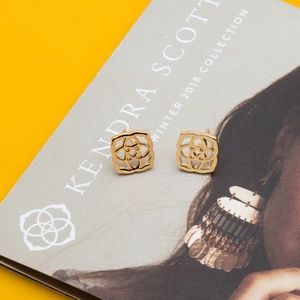 Kendra Scott Dira LOGO Stud gold earrings New
